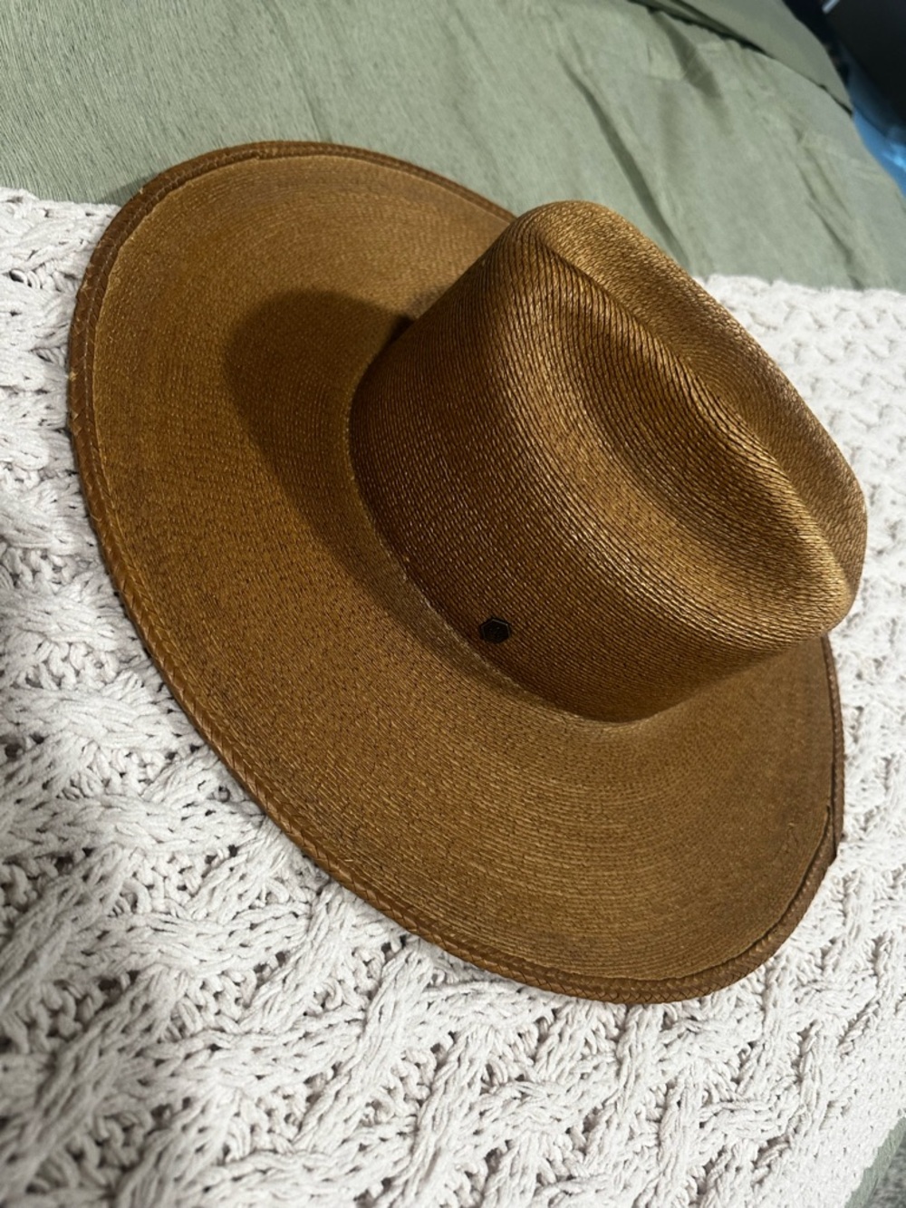 Men's Wide-Brim Straw Fedora Hat - Brown